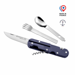Couteau Bivouac bleu avec couverts - Marine Nationale