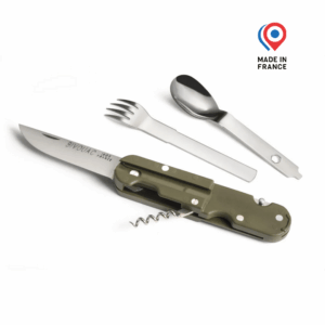 Couteau Bivouac avec couverts - Kaki