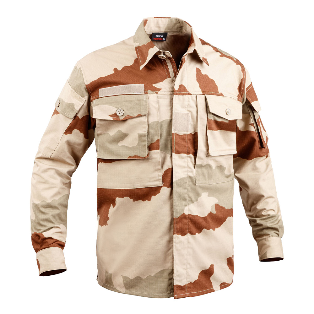 Chemise de combat militaire camo fr/désert