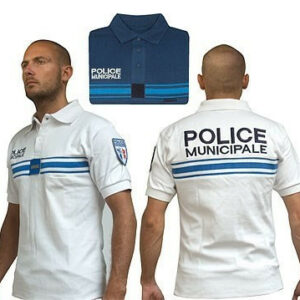 Polo blanc brodé Police Municipale