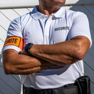 Polo blanc imprimé sécurité