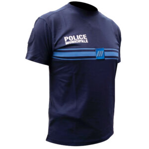 Tee-shirt Police Municipale bleu marine Cooldry, maille piquée
