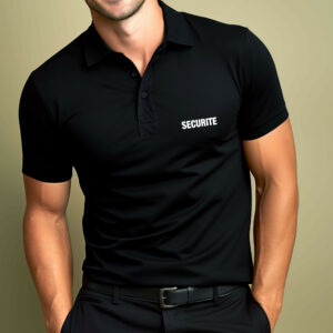 Polo noir imprimé sécurité