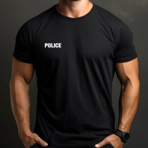 T-shirt noir imprimé Police