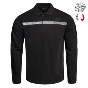 Polo SÉCU-ONE manches longues Sécurité Privée noir