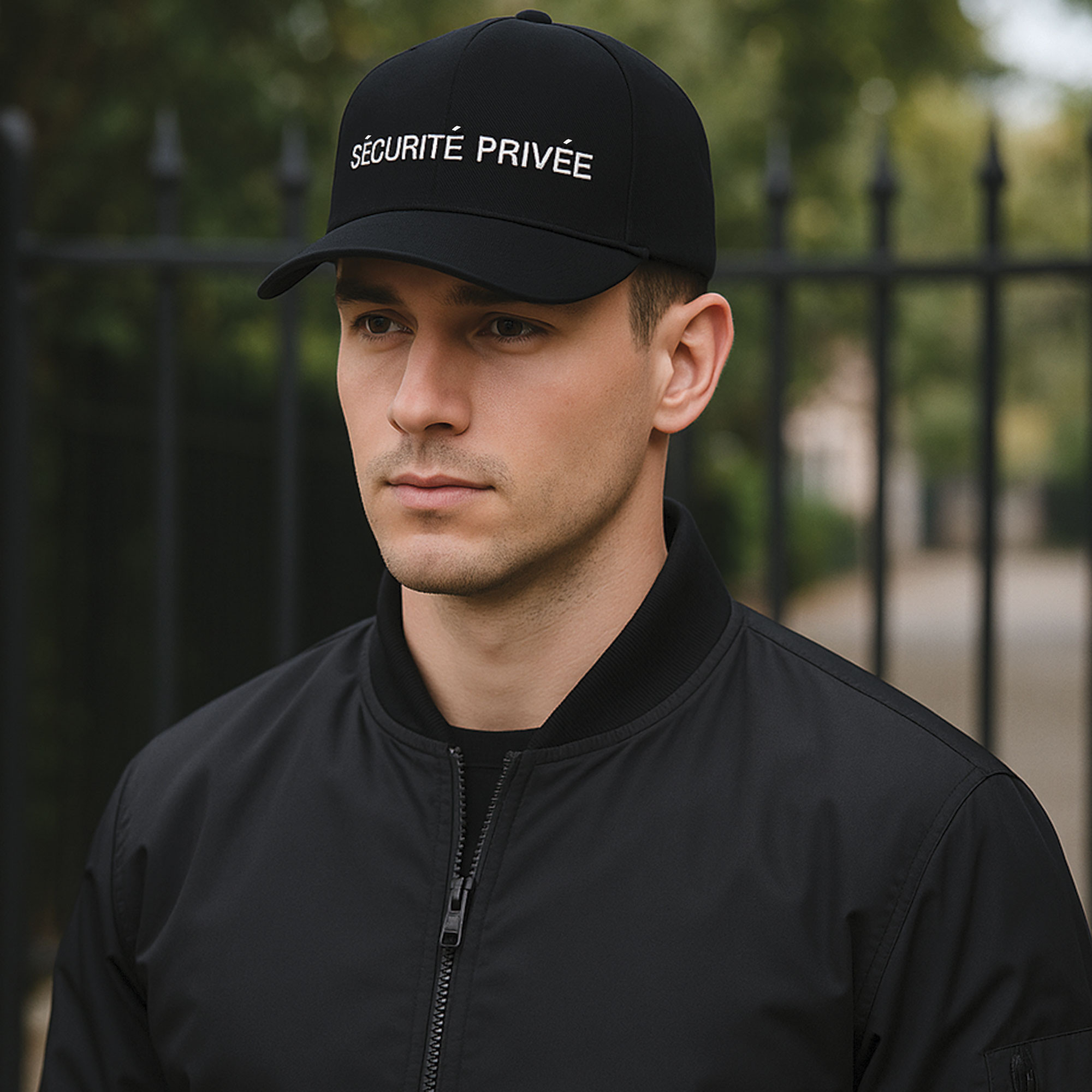Casquette Sécurité Privée noire réflective blanc
