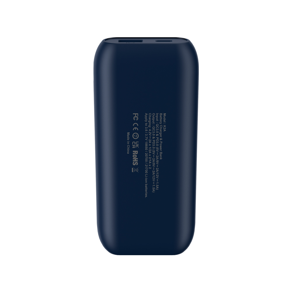 Chargeur double K2A 3 en 1 pour batteries rechargeables 21700/20700/18650