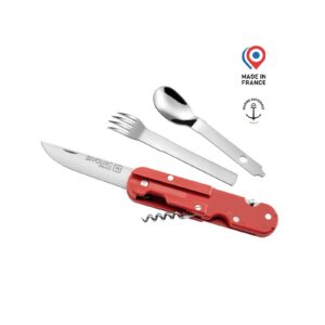 Couteau Bivouac Rouge avec Couverts – Marine Nationale