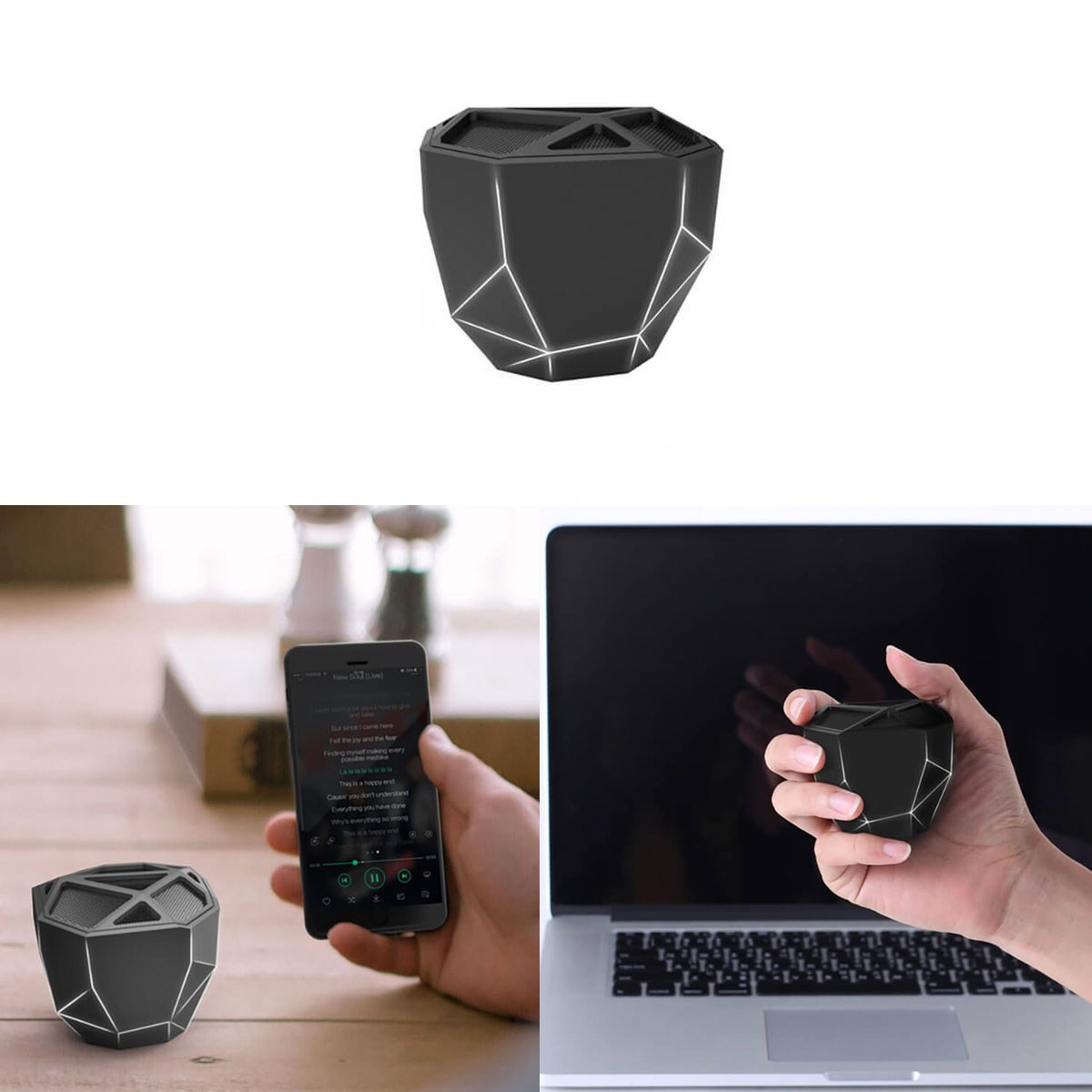 Enceinte bluetooth geo noire LED blanche