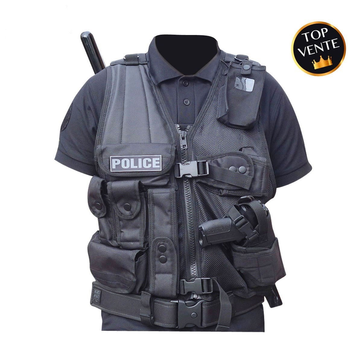 Gilet force intervention avec holster pour pa ou taser