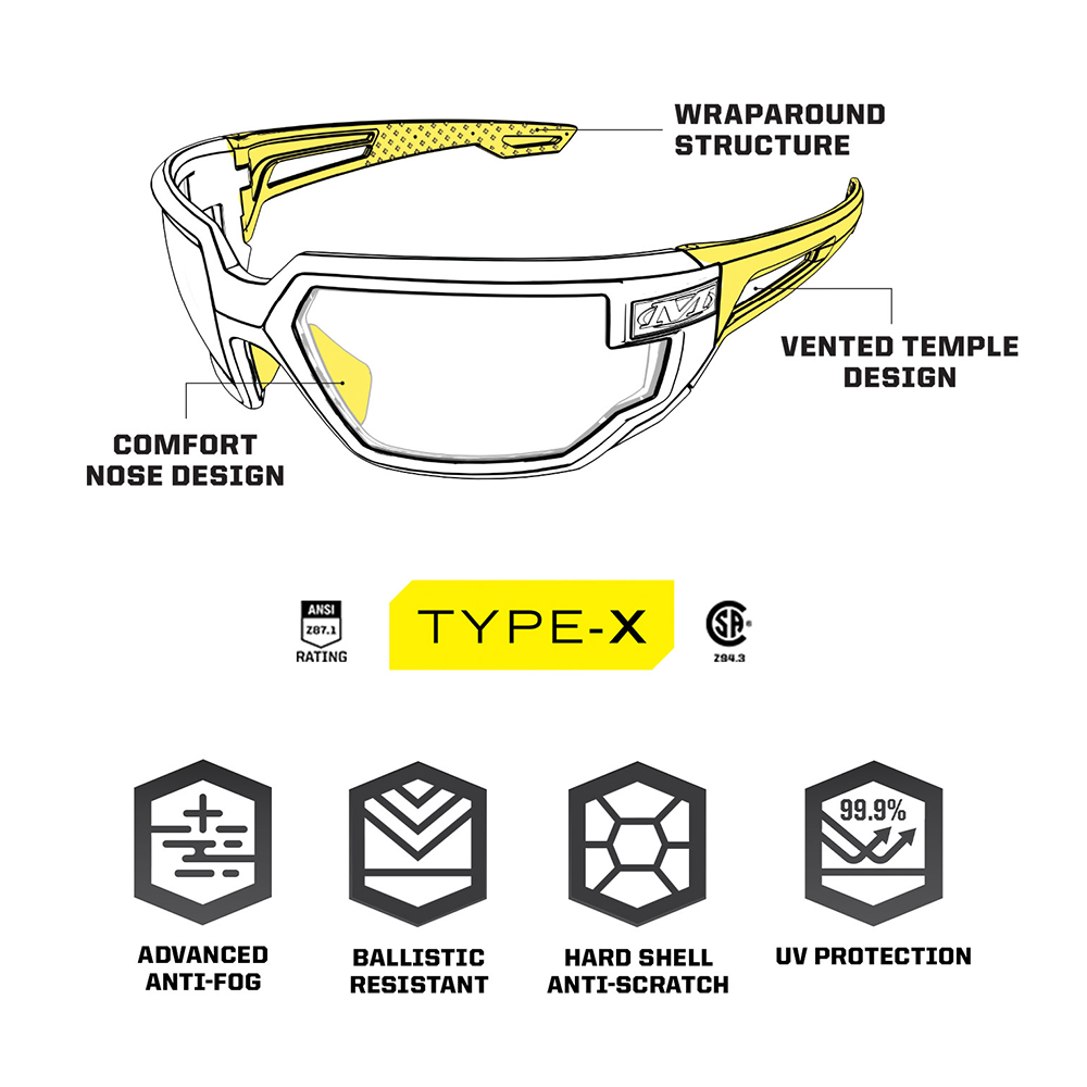 Lunettes de protection balistique Type-X écran fumé