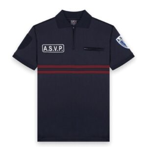 Polo ASVP Manches Courtes Zippé Maille Respirante