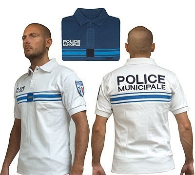 Polo blanc brodé Police Municipale