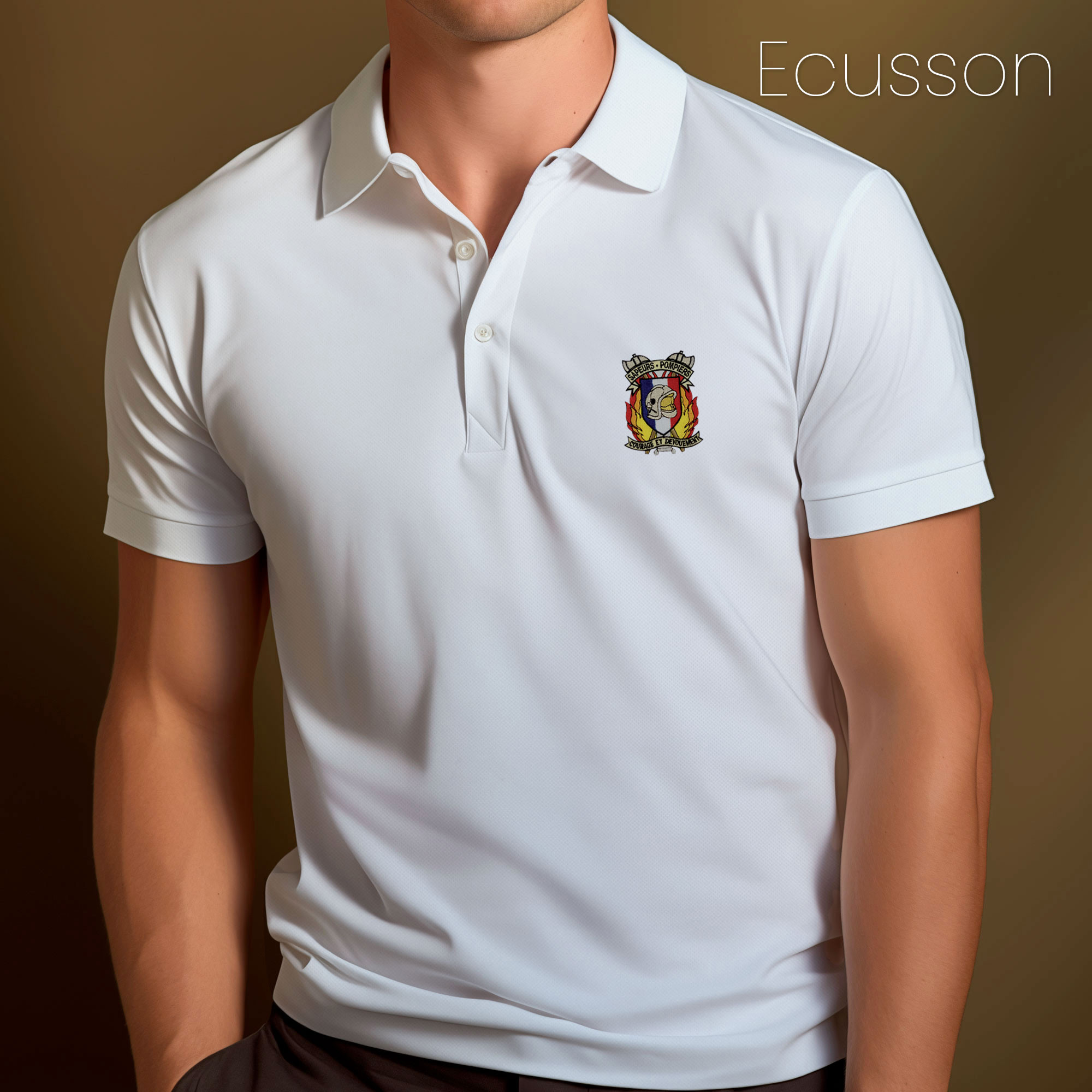 Polo blanc brodé Sapeurs Pompiers