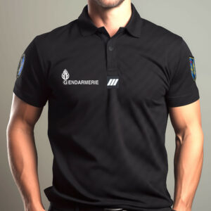 Polo Gendarmerie noir Cooldry anti humidite maille piquee - pologdcd