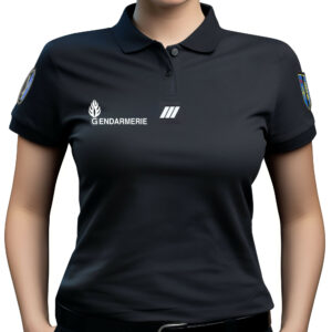 Polo Gendarmerie noir Cooldry pour femme manches courtes