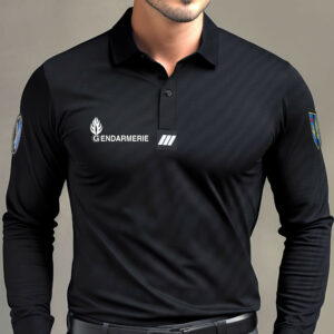Polo noir manches longues Gendarmerie départementale - Cooldry
