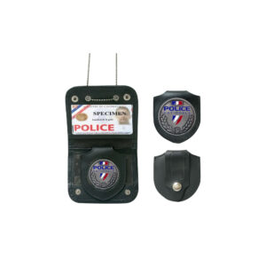 Porte carte avec chaîne et médaille Police