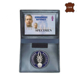 Porte-cartes cuir format cb avec insigne Gendarmerie