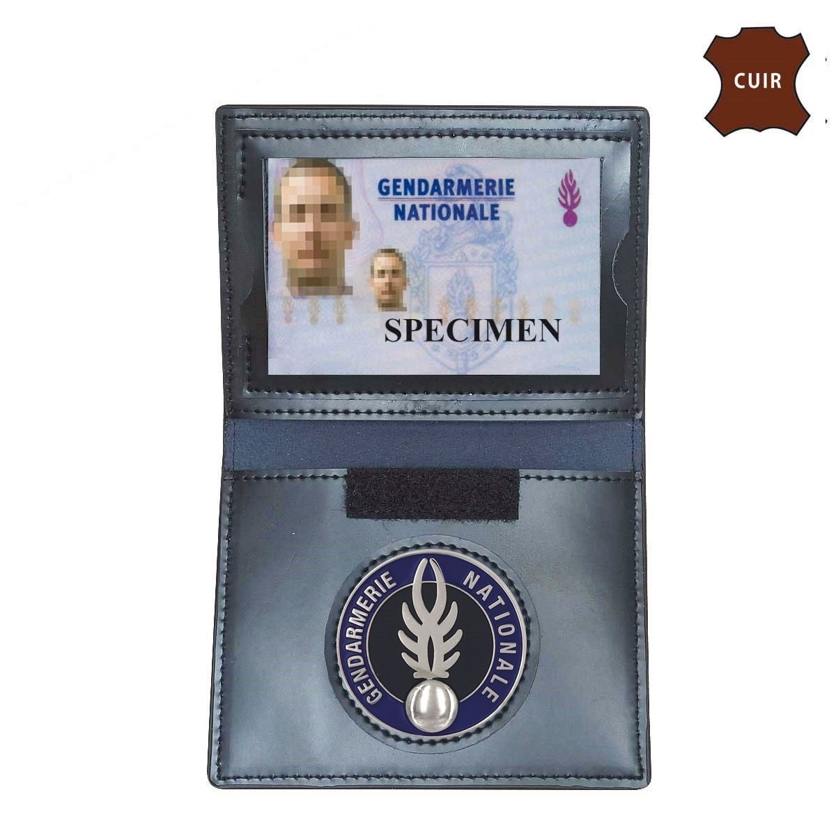 Porte-cartes cuir format cb avec insigne Gendarmerie