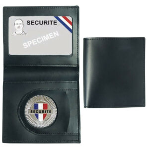 Porte-cartes cuir format cb + billet avec insigne Sécurité