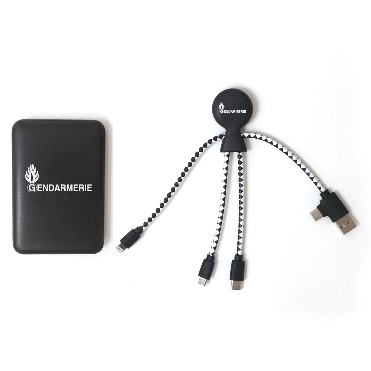 Powerpackbio batterie externe 5000 mAh noire et câble multi connecteu