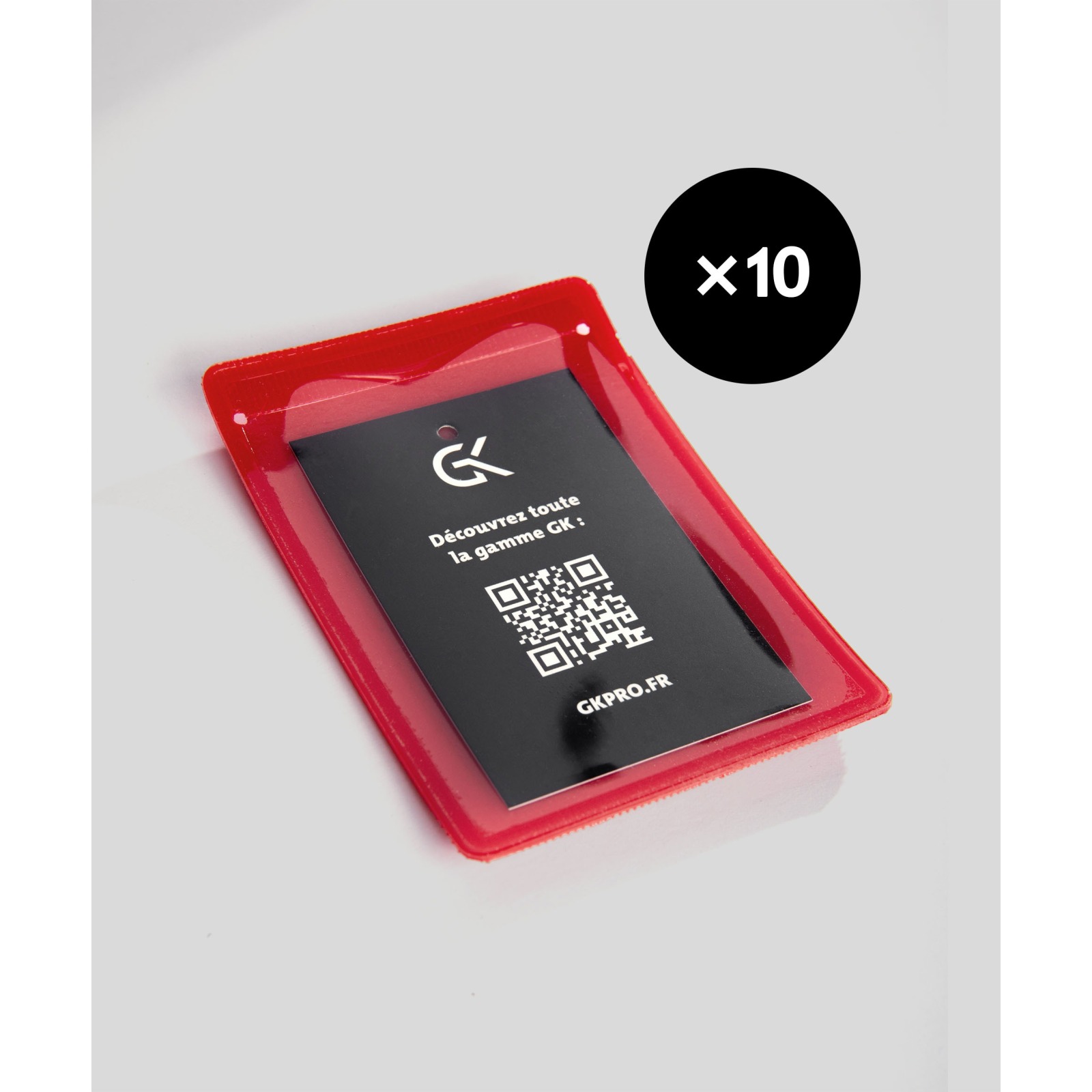 Support pour carte professionnelle avec velcro Rouge – Lot de 10
