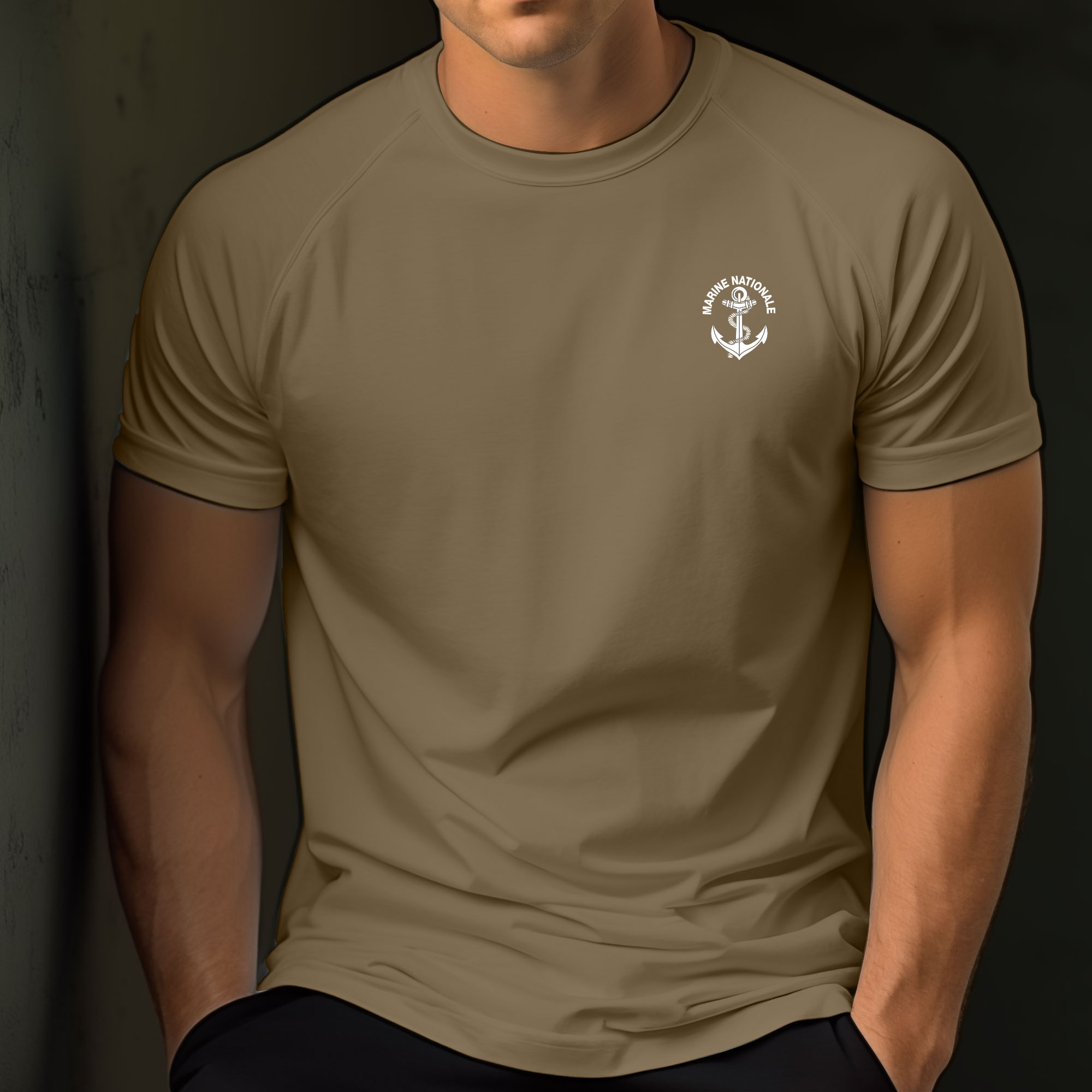 Tee shirt félin coyote coton sérigraphie Marine Nationale