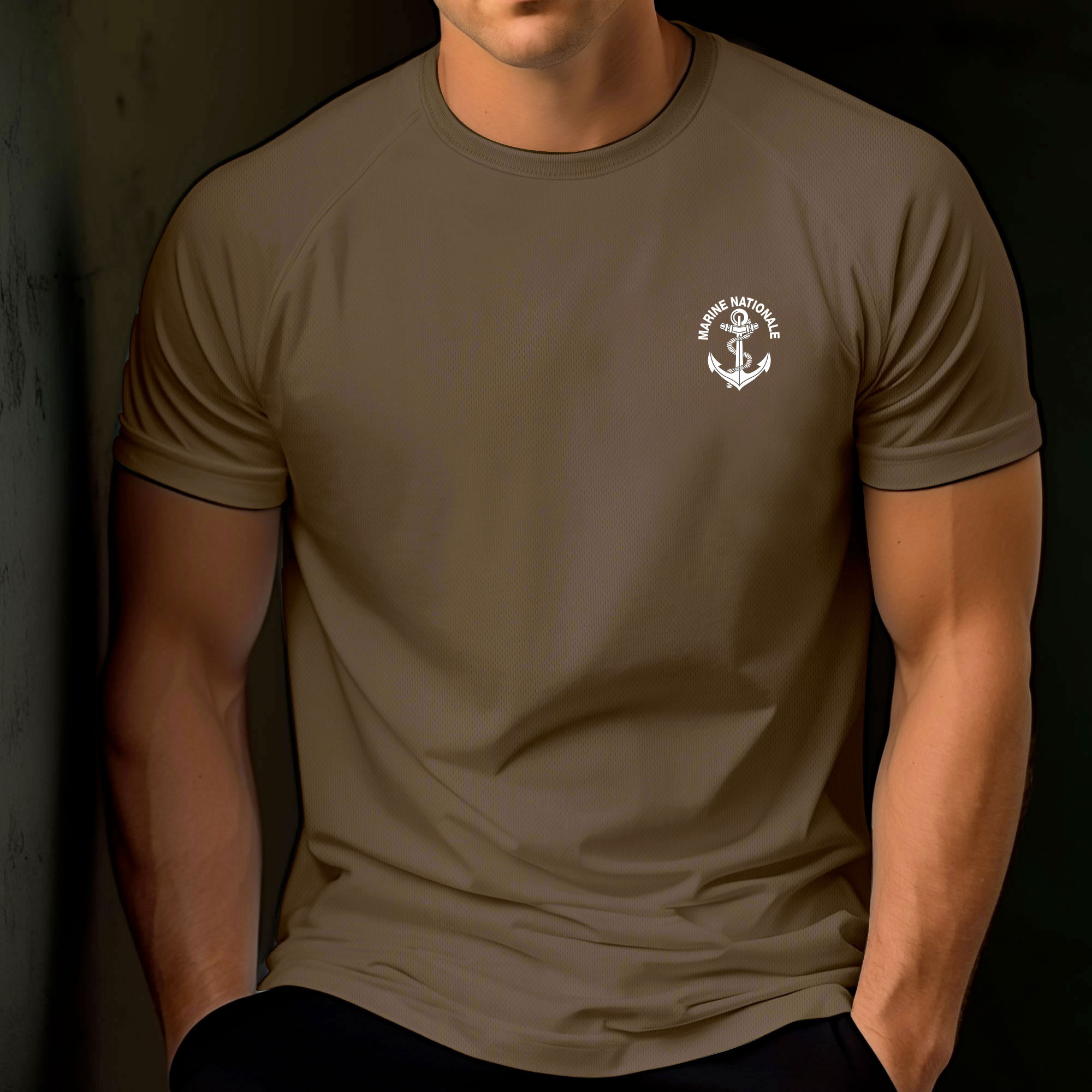 Tee shirt félin polyester mesh sérigraphie Marine Nationale