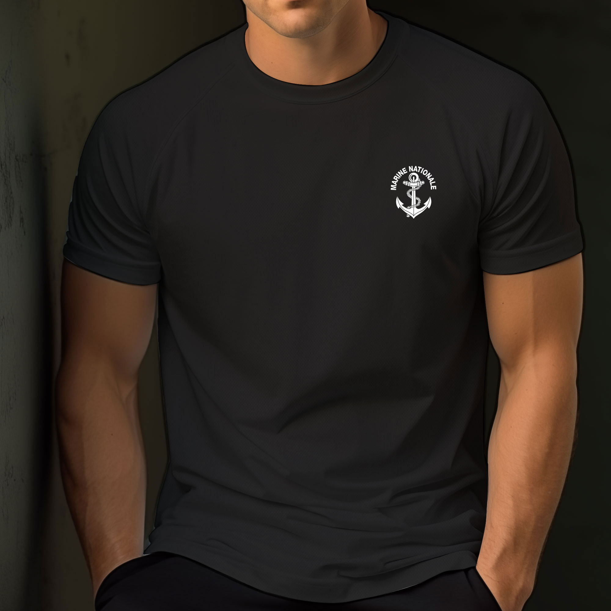 Tee shirt félin polyester mesh sérigraphie Marine Nationale