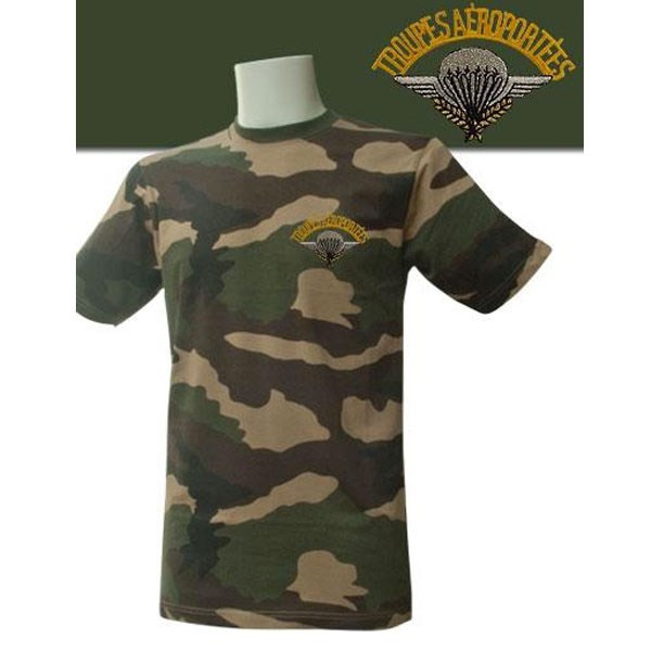 Tee shirt manches courtes camouflage brodé para