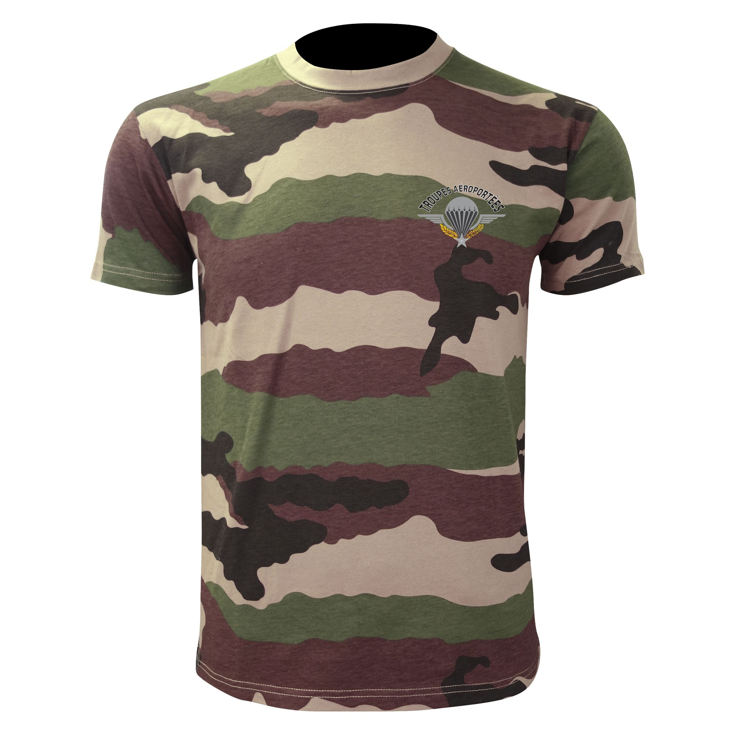 Tee shirt manches courtes camouflage sérigraphie para